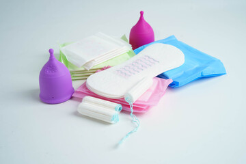 Sanitary hygiene set for women menstrual period cycle protection.