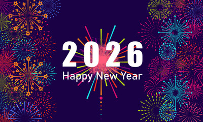 Greeting card with inscription Happy New Year 2026 on Firework background  vector design