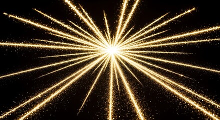 Bright golden starburst explosion of light particles radiating outwards from a brilliant central core against a dark background