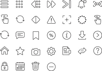 Collection of outline icons for user interface
