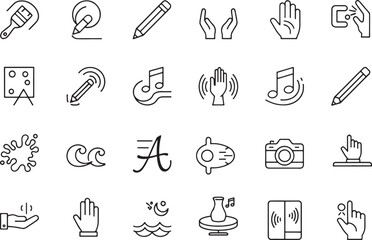 Collection of creative icons and symbols