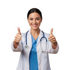 Doctor giving thumbs up isolated on transparent background