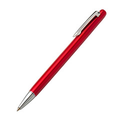 Shiny red ballpoint pen isolated
