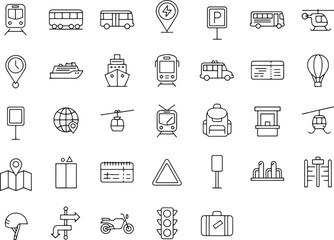Collection of transportation and travel icons
