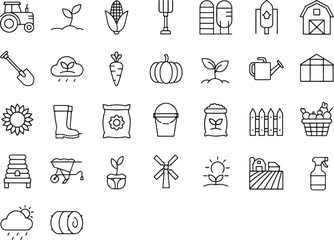 Collection of farm and agriculture icons