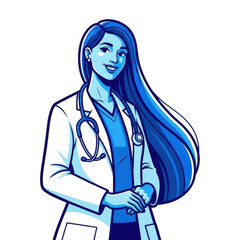 Doctor with stethoscope isolated on transparent background