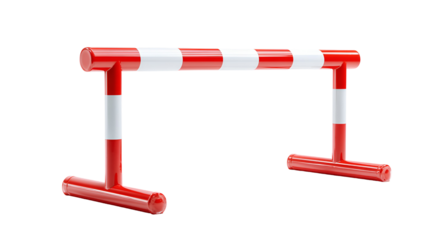 Red and white striped athletic hurdle isolated on transparent background