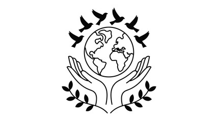 Obraz premium Protect our earth with care, nurture our world with love and watch peace take flight, a symbol of hope for a sustainable future and global harmony today