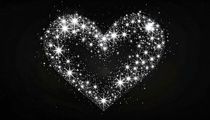 A sparkling heart shape formed by numerous bright stars against a dark background
