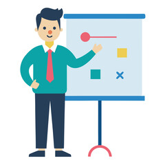 Marketing Manager Presenting Strategy Plan Vector