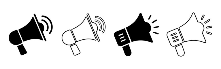 Naklejka na ściany i meble Loudspeaker megaphone icon. Megaphone icon set. Megaphone icon collection. Advertising concept on flat line style.
