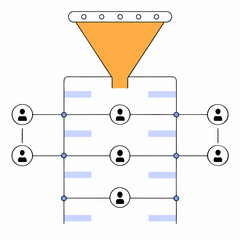 Data filter vector illustration. Tiny information selection person concept.