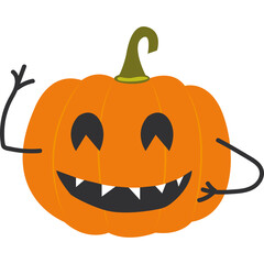 Cute Halloween Pumpkin Character Waving Hello With A Friendly Smile And Waving Hands On Transparent Background For Spooky Season Celebrations And Fall Decorations