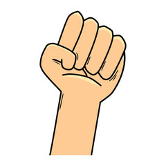 Cartoon raised fist vector illustration. Symbol of Power, Protest, and Unity Hand Clipart