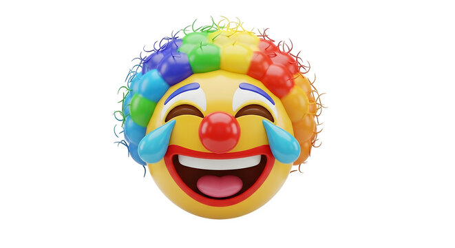 Clown emoji laughing hysterically with tears streaming down its face - Powered by Adobe