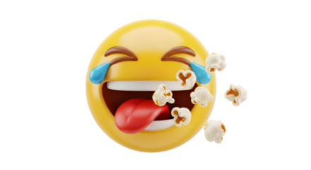 Emoji face laughing hysterically with tears and popcorn