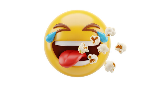 Emoji face laughing hysterically with tears and popcorn - Powered by Adobe