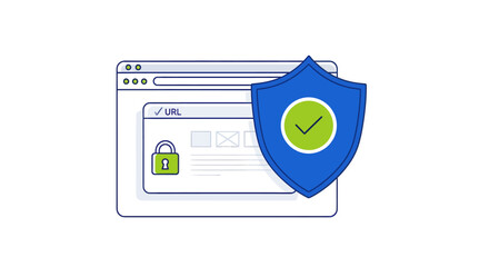 Secure online browsing with digital shield protecting web page and data from threats, ensuring trusted internet access and data integrity