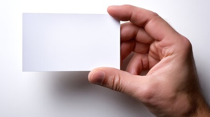 Aged Hand Holding Blank White Card On White Background