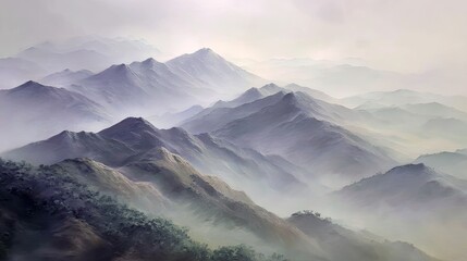 Misty Mountain Range Landscape