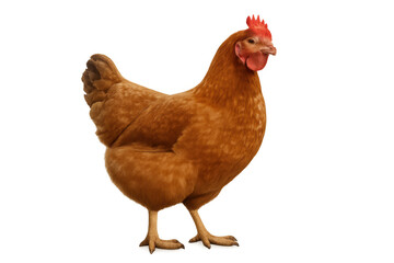 Fototapeta premium Brown hen standing, a farm animal for poultry, agriculture, and organic food production with transparent background