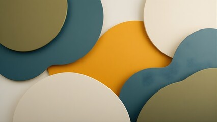 Abstract Modern Background: Layered Organic & Geometric Shapes in Muted Earthy Tones