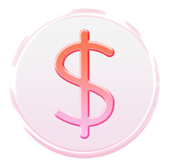 Vibrant Dollar icon with a 3D effect and glassmorphism - Y2K inspired jelly finance symbol in pink and orange gradient