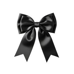 Elegant Black Satin Ribbon Bow on Dark Background Perfect for Decoration and Design Projects