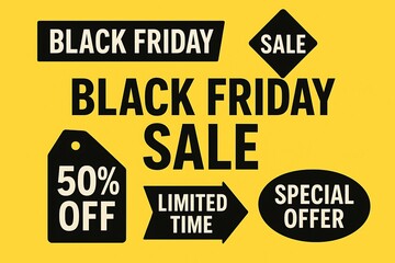 Black friday sale promotional graphic with discounts and special offers