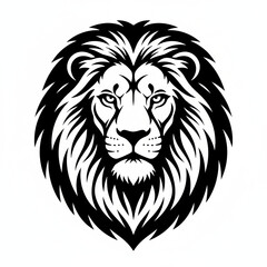 Fototapeta premium Stylized black and white African lion head profile illustration