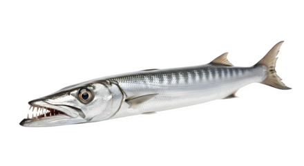 Barracuda showing its sharp teeth in a menacing pose against a