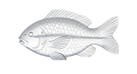 Silver fish sculpture in a studio setting