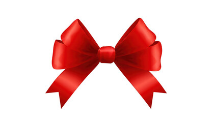 Elegant red ribbon bow for gift decoration isolated on transparent background