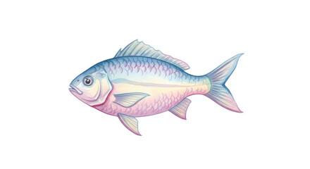 Elegant watercolor fish illustration with soft pastel colors