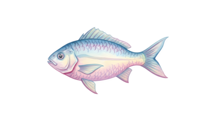 Elegant watercolor fish illustration with soft pastel colors