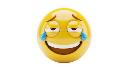 Smiling emoji face with tears of joy expressing happiness and overwhelming emotion