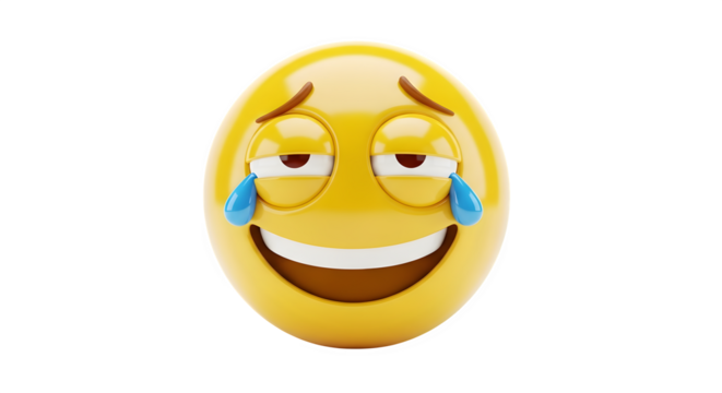 Smiling emoji face with tears of joy expressing happiness and overwhelming emotion