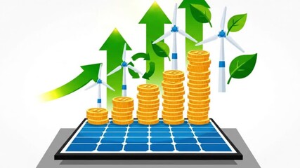 Renewable Energy Investment Growth and Profit with Solar and Wind Power - Powered by Adobe