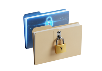 Data privacy folder set with password icon isolated on transparent background