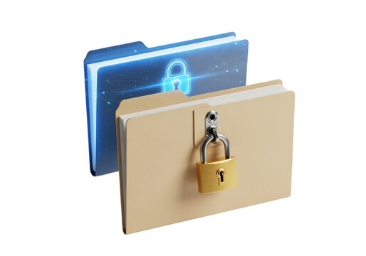 Data privacy folder set with password icon isolated on transparent background