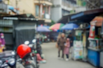a blurred photo of the traditional market atmosphere in Samarinda