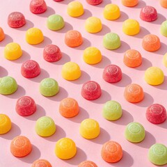An Array of Small Colorful Candies Arranged in Neat Rows