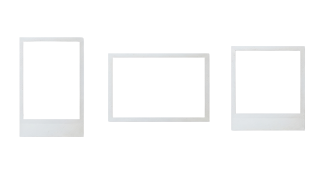 Three blank photo frames, vertical and horizontal isolated PNG with Transparent Background