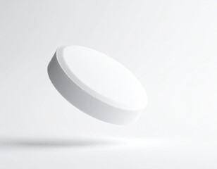 Single white pill levitating against a gradient backdrop