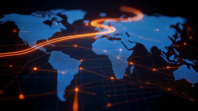 Abstract digital globe with illuminated lines representing connectivity and global communication