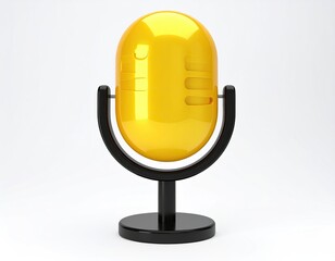 Gold microphone, black base, studio equipment