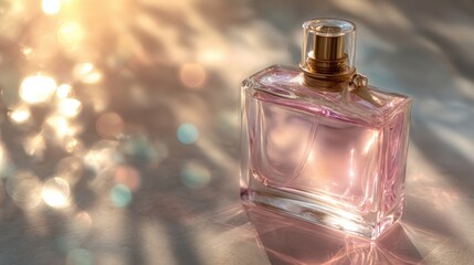 Captivating Fragrance: A close-up shot of an elegant perfume bottle, bathed in soft, diffused light, conveys a sense of luxury and sophistication.