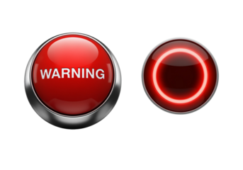 Red warning button duo isolated on transparent background