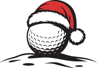 Golf ball wearing santa hat festive holiday season vector
