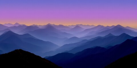 Fototapeta premium Abstract sunset landscape of layered mountain silhouettes